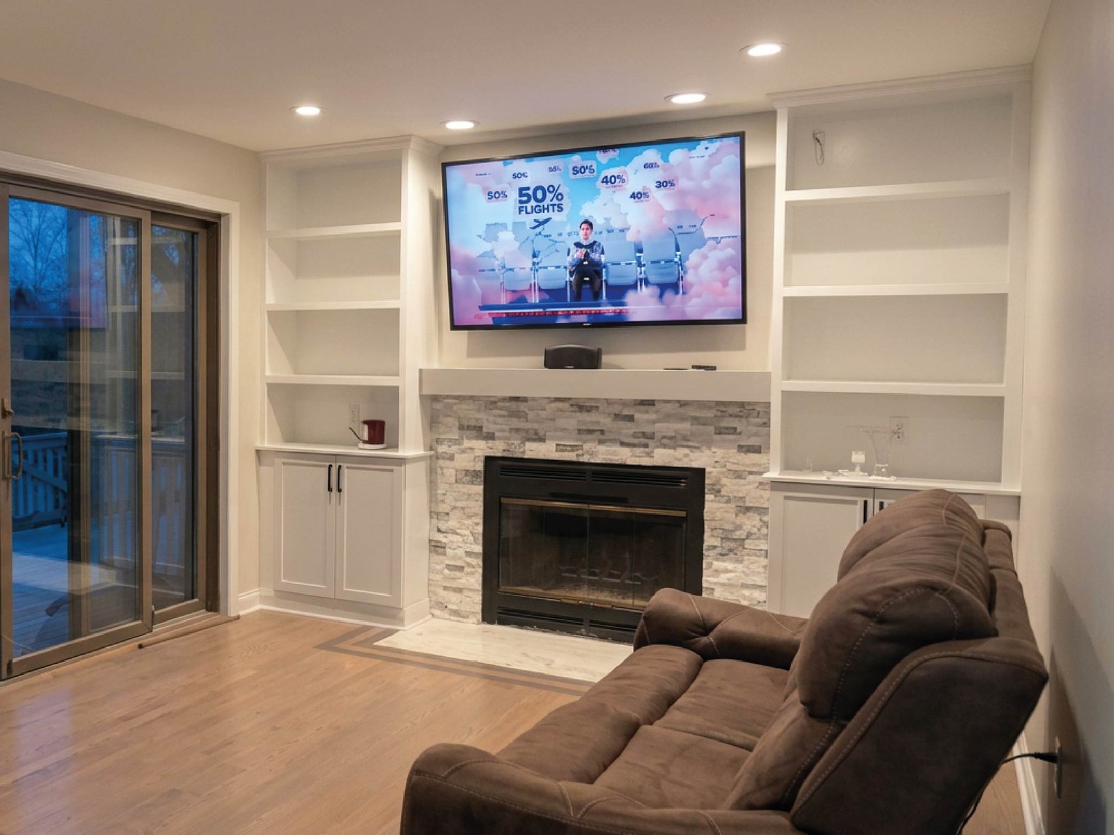 Living room built-ins and fireplace remodel