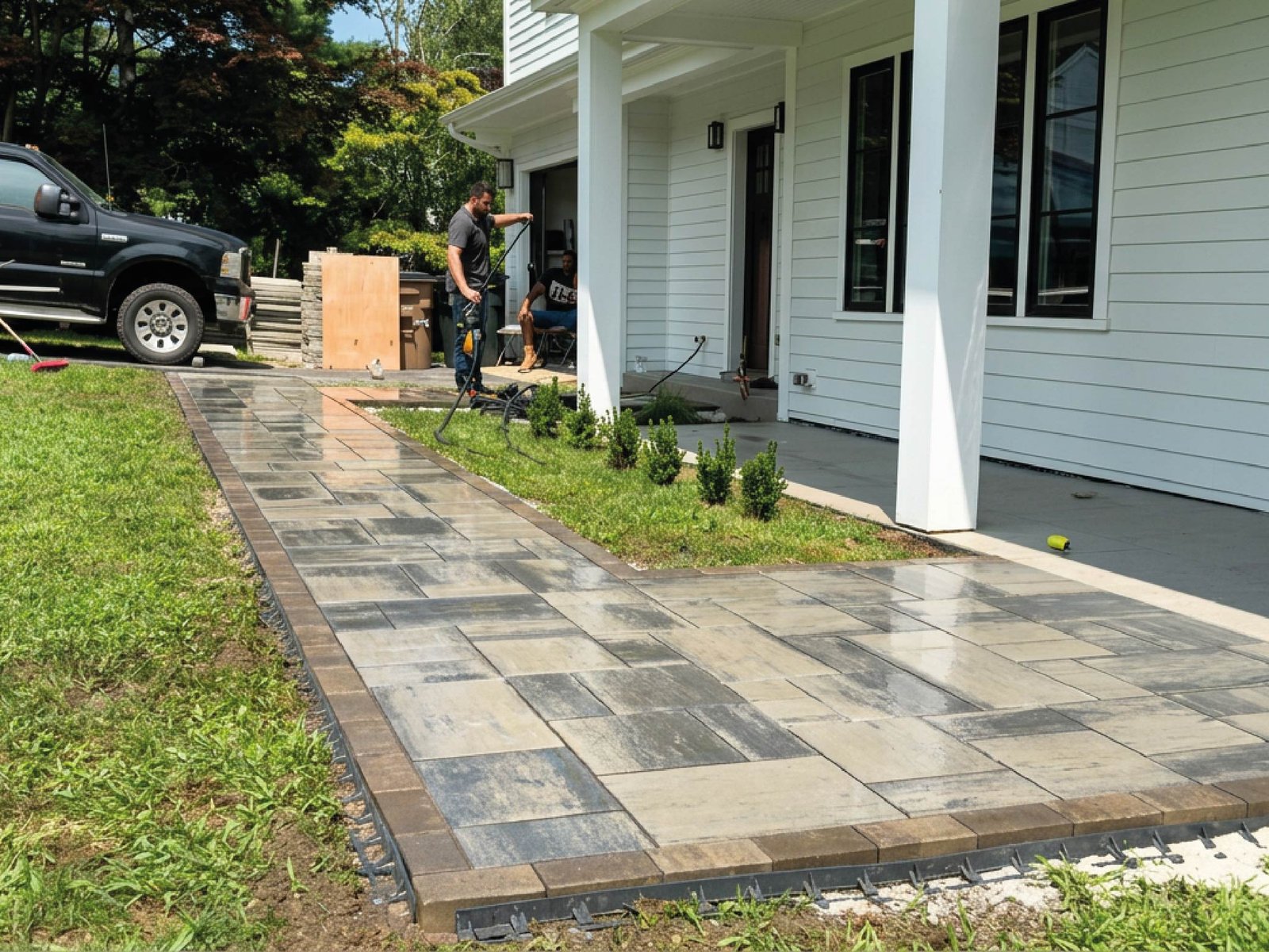 Paver walkway and patio installation