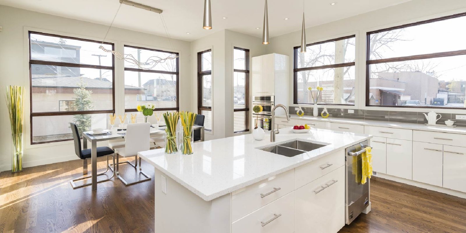 Modern remodeled kitchen and living space